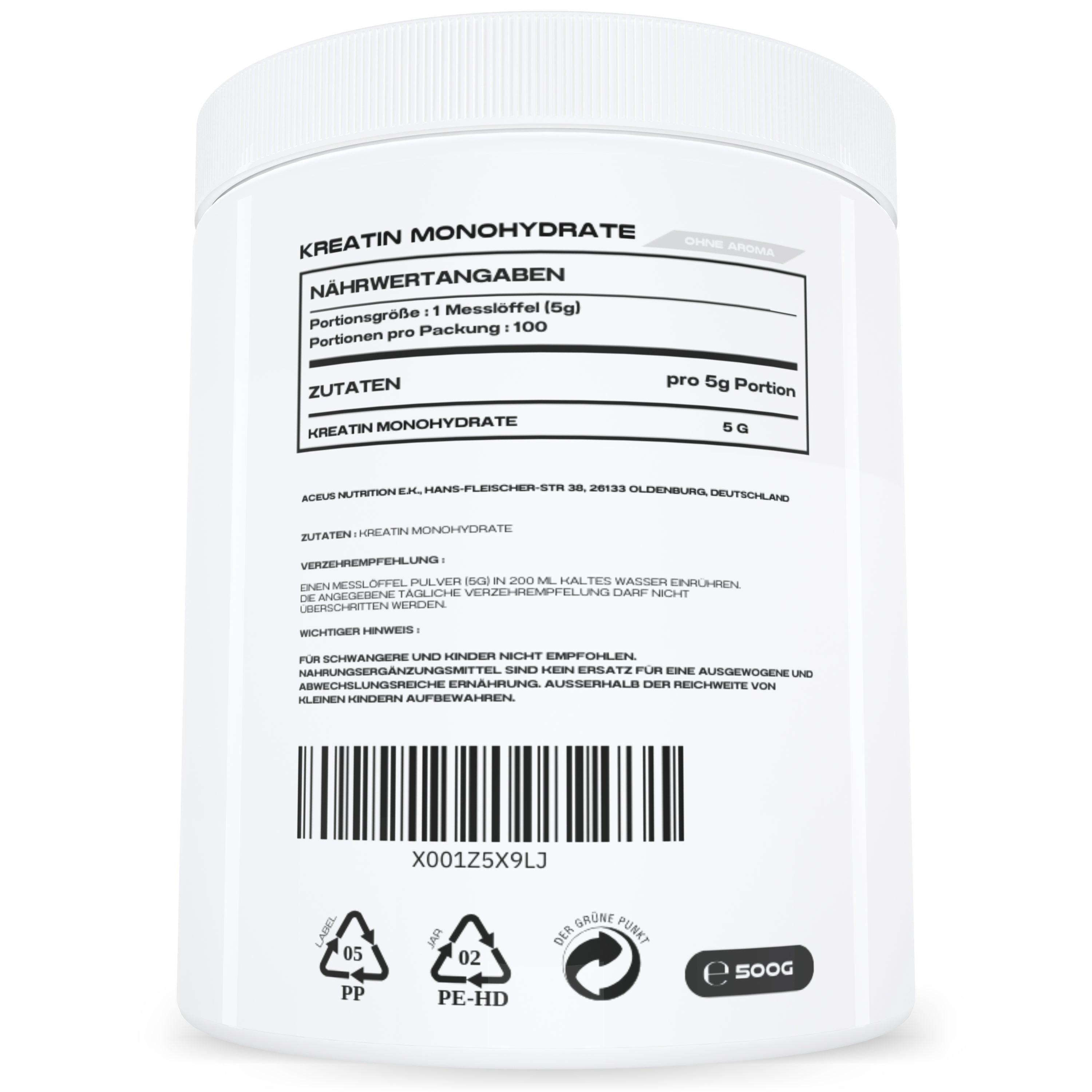 KREATIN MONOHYDRATE - Aceus Nutrition