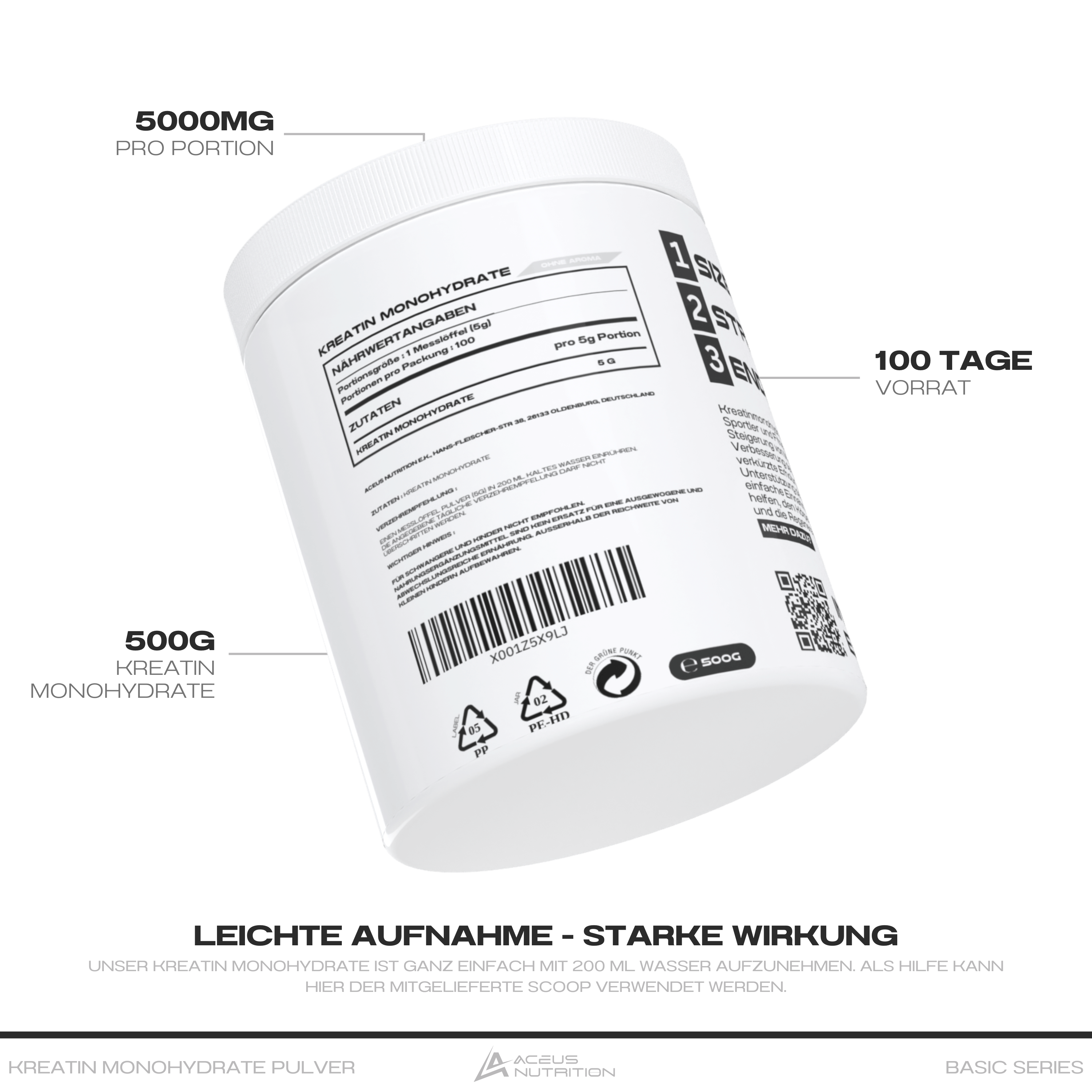 KREATIN MONOHYDRATE - Aceus Nutrition