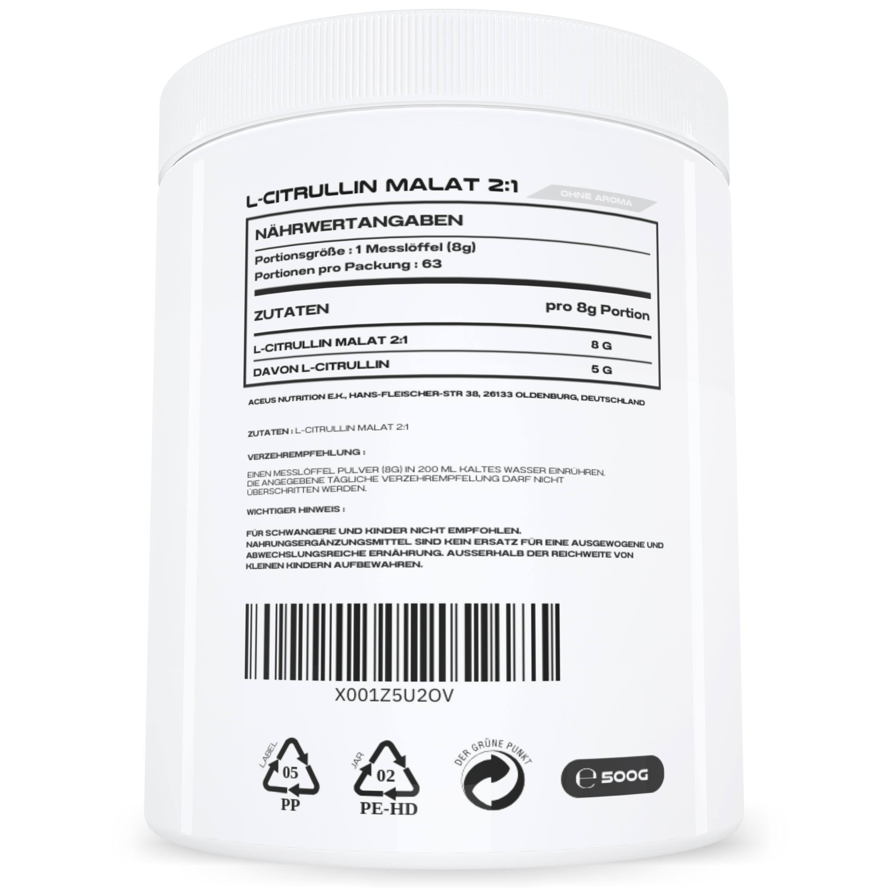 L CITRULLIN MALAT 2:1 - Aceus Nutrition